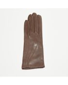Gants en Cuir d'Agneau Waves taupe foncé