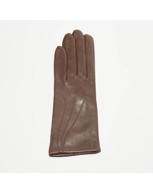 Gants en Cuir d'Agneau Waves taupe foncé