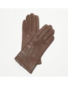 Gants en Cuir d'Agneau Waves taupe foncé