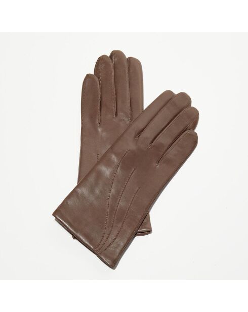 Gants en Cuir d'Agneau Waves taupe foncé