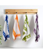 3 Torchons nid d'abeilles collection carré orange - 50x70 cm