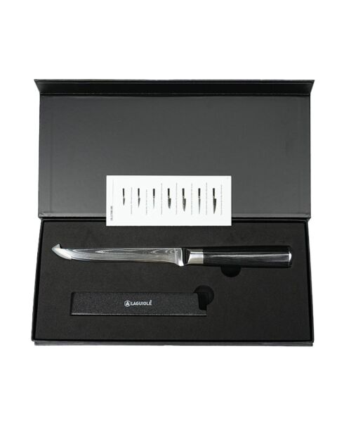 Couteau à désosser damas avec étui core noir - 20,6 cm