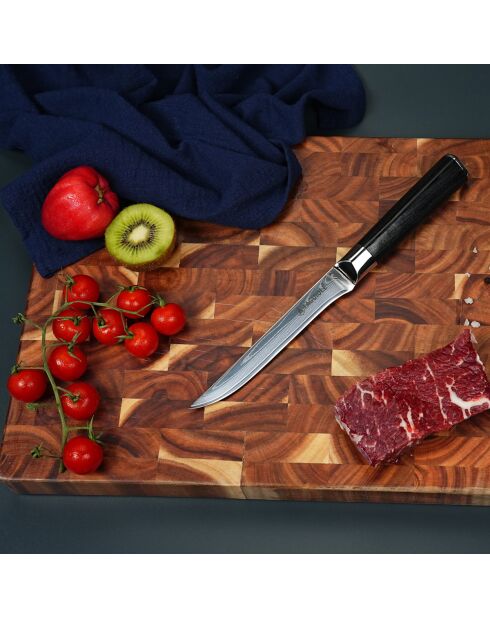 Couteau à désosser damas avec étui core noir - 20,6 cm