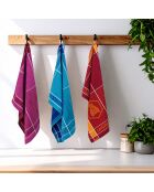 3 Jacquard-Geschirrtücher aus der orangefarbenen Tartan-Kollektion, 50 x 70 cm