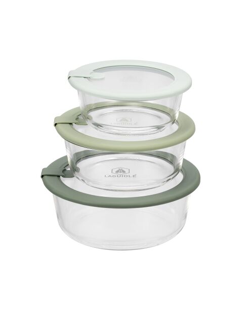 3 Boîtes de conservation avec couvercle en verre