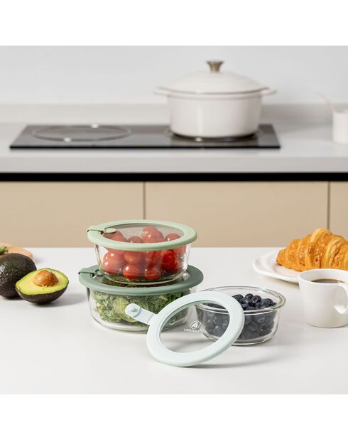 3 Boîtes de conservation avec couvercle en verre