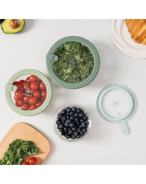 3 Boîtes de conservation avec couvercle en verre