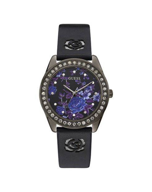 Montre Femme Violet en Cuir noire