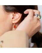 Boucles d'Oreilles Argent et Laiton Soline Quartz Rose et Oxyde de Zirconium