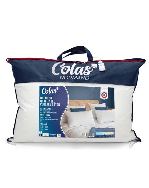 Oreiller Moelleux QualityGel  Percale de coton blanc