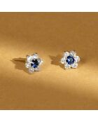 Le Messager blauwe witgouden oorbellen