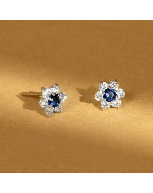 Boucles d'oreilles Le Messager Bleu or blanc