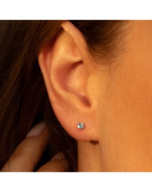 Boucles d'oreilles Oceane Topaze bleues 0.45 ct or jaune