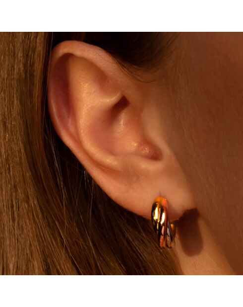 Boucles d'oreilles créoles or tricolore