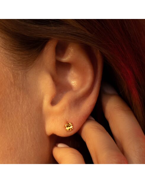 Boucles d'oreilles Puce Citrine 0.40 ct or jaune
