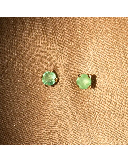 Boucles d'oreilles Puce Emeralda Emeraude 0.40 ct or jaune - 3.10 mm