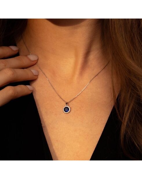 Pendentif Bleu merveilleux or blanc