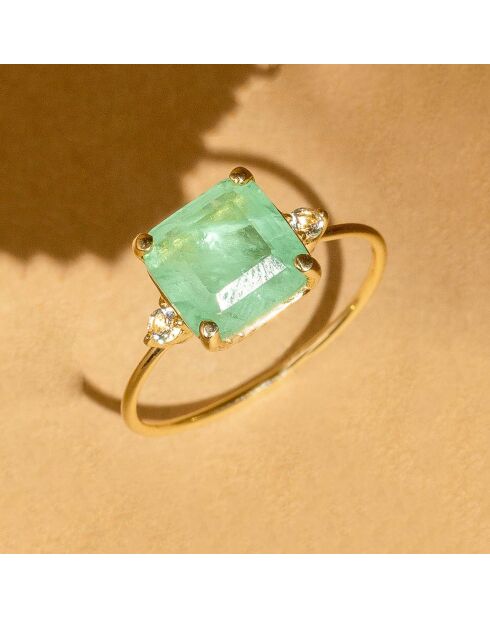 Bague Espoir Topaze bleue & Quartz or jaune