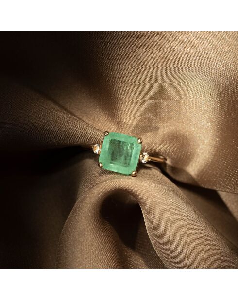 Bague Espoir Topaze verte & Quartz or jaune