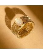 Bague ajustable Flamboyant Quartz rose or jaune