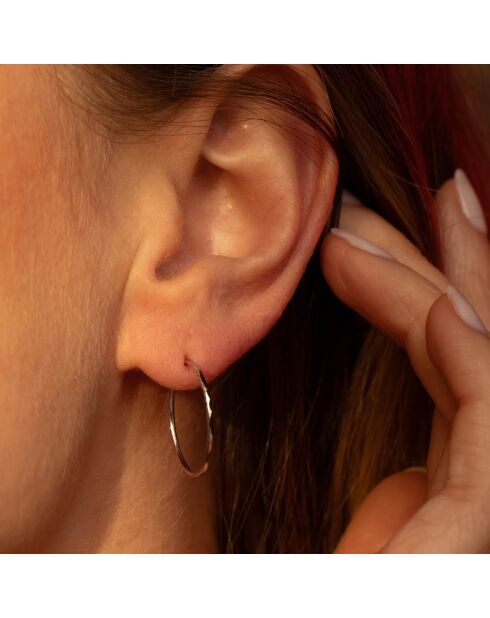 Boucles d'oreilles Créoles Twistées or blanc