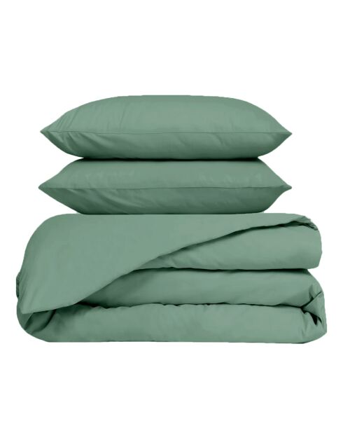 Parure 100% Percale de Coton Venezia housse de couette & 2 taies céladon
