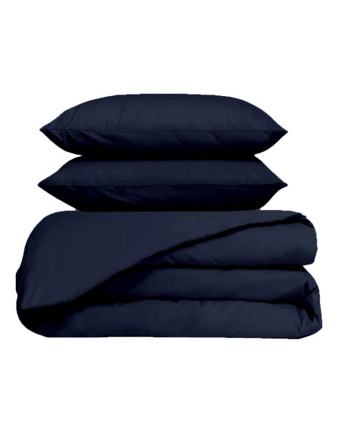 Parure 100% Percale de Coton Venezia housse de couette & 2 taies encre