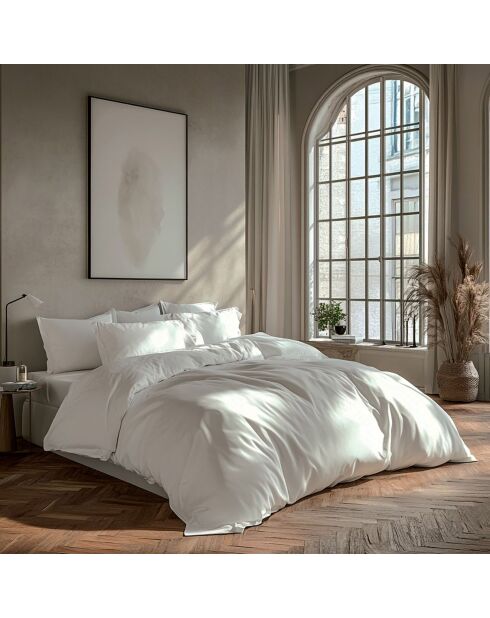 Drap housse 100% Percale de Coton Venezia bonnet 30 cm blanc