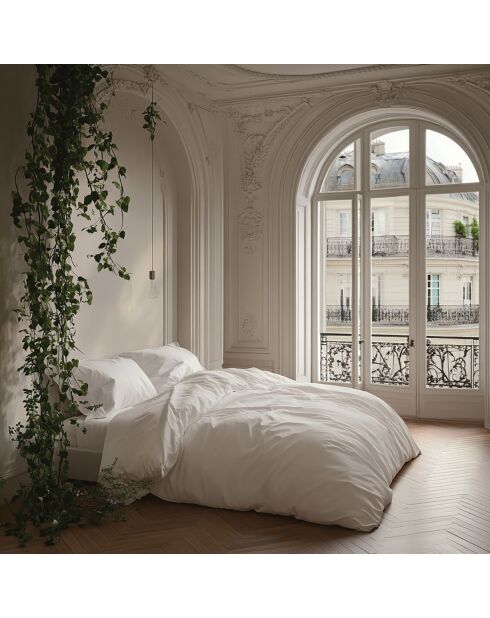 Parure 100% Percale de Coton Venezia housse de couette & 2 taies blanche