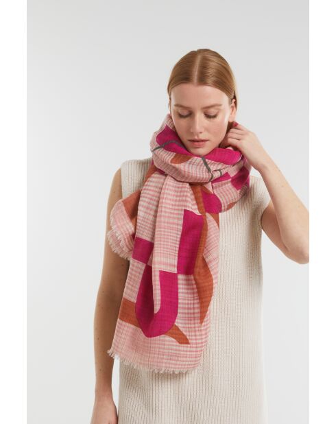 Foulard Signe Rose 100 X 190Cm