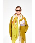 Sjaal met pictogrammen in citrien 100 x 190 cm