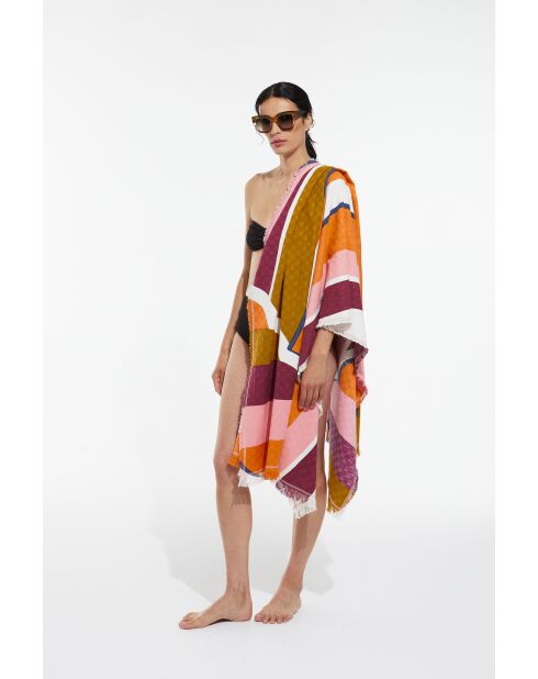 Drap De Plage Vague Rose 100 X 200Cm