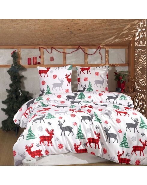 Parure de Lit de Noël   blanc/rouge/gris