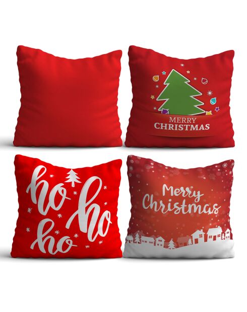 4 Coussins De Noel multicolores - 43x43 cm