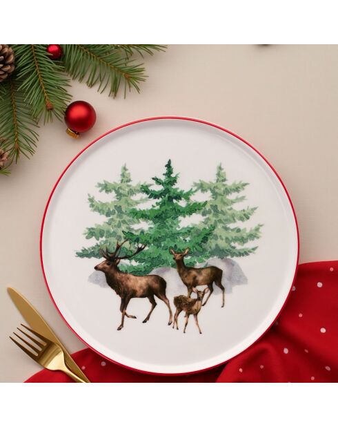 6 Assiettes À Dessert en Porcelaine De Noel  multicolores - 19.3x19.3x2 cm