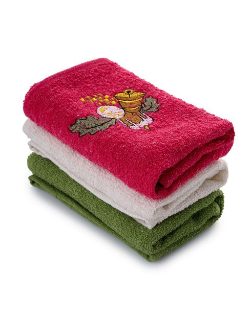 3 Serviettes De Bain vert/rouge/blanc -  30x50 cm