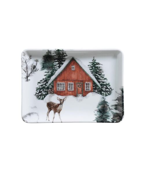 3 Plats en Porcelaine Noel multicolores - 18x13 cm