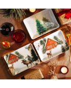 3 Plats en Porcelaine Noel multicolores - 18x13 cm