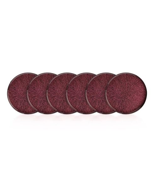 6 Assiettes À Dessert De Noel  rouges - 21x21x2 cm