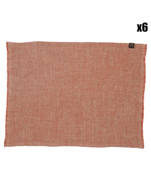 6 Sets de table 100% Lin Cuba brick