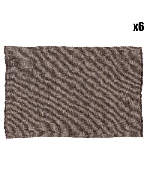 6 Sets de table 100% Lin Cuba charbon