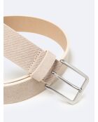 Ceinture en cuir embossé beige