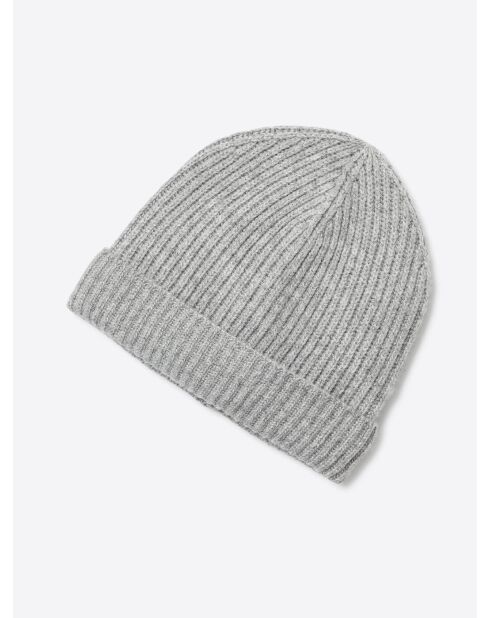 Bonnet uni en viscose mélangée gris chiné clair