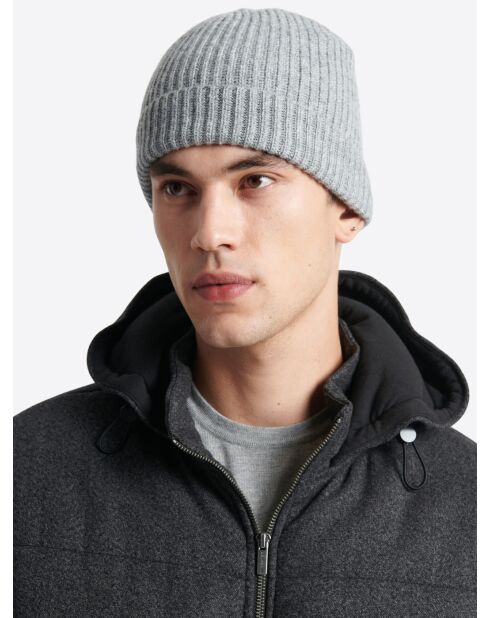 Bonnet uni en viscose mélangée gris chiné clair