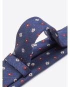 Cravatta blu con motivo misto seta
