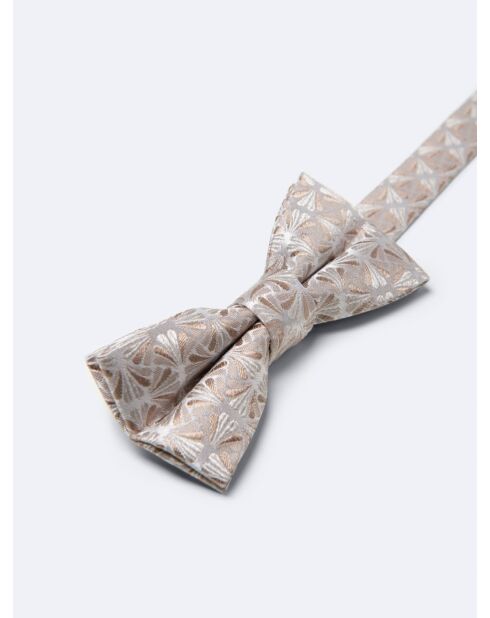 Noeud papillon fantaisie 100% soie beige doux