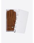 Coffret gants en cuir camel