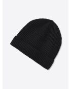 Bonnet uni en viscose mélangée noir