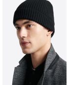 Bonnet uni en viscose mélangée noir