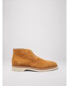 Bottines en cuir beige kaki